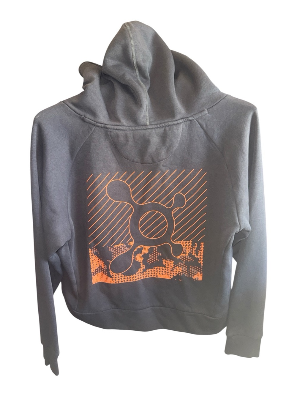 Orangetheory Charcoal Gray Hoodie with Orange Logo Block Workout Gym Sweatshirt